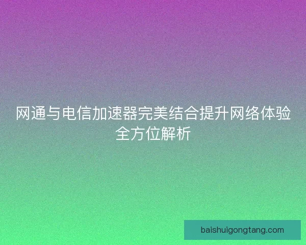 网通与电信加速器完美结合提升网络体验全方位解析