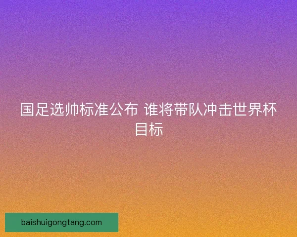 国足选帅标准公布 谁将带队冲击世界杯目标